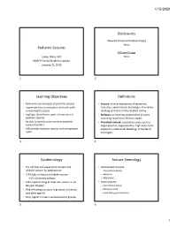 Pediatric Seizures Disclosures Learning Objectives Definitions