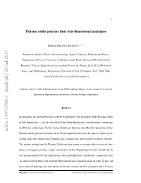 Platonic Solids Generate Their Four-Dimensional Analogues