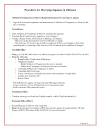 Procedure for Marrying Japanese in Okinawa