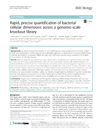 Rapid, Precise Quantification of Bacterial Cellular Dimensions Across a Genomic-Scale Knockout Library Tristan Ursell1,2†, Timothy K