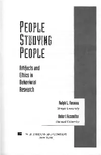 ST~~YI~~ ?F ~F~F Artifacts and Ethics in Behavioral Research