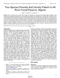 Tree Species Diversity and Density Pattern in Afi River Forest Reserve, Nigeria