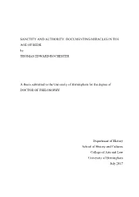 DOCUMENTING MIRACLES in the AGE of BEDE by THOMAS EDWARD ROCHESTER