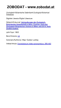 Formicidarum Index Synonymicus. 385-460 © Zool.-Bot