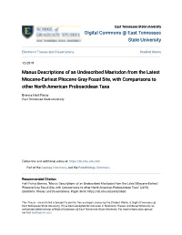 Manus Descriptions of an Undescribed Mastodon from the Latest Miocene-Earliest Pliocene Gray Fossil Site, with Comparisons to Other North American Proboscidean Taxa