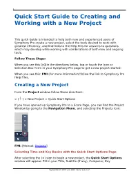 Quick Start Guide to Creating and Working with a New Project