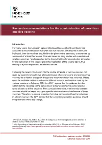 Revised Recommendations for the Administration of More Than One Live Vaccine