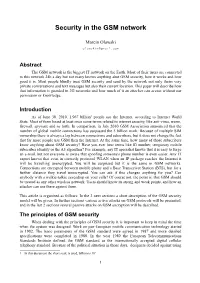Security in the GSM Network