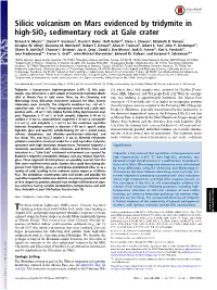 Silicic Volcanism on Mars Evidenced by Tridymite in High-Sio2 Sedimentary Rock at Gale Crater Richard V
