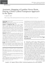Anatomic Mapping of Lumbar Nerve Roots During a Direct Lateral Transpsoas Approach to the Spine a Cadaveric Study