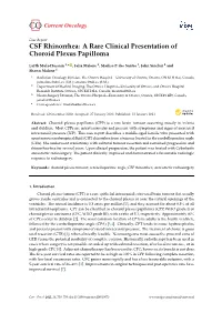 CSF Rhinorrhea: a Rare Clinical Presentation of Choroid Plexus Papilloma