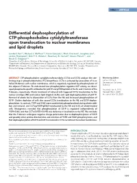Differential Dephosphorylation of CTP: Phosphocholine