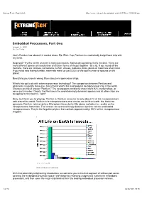 Embedded Processors, Part One January 11, 2002 By: Jim Turley