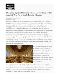 The Case Against Library Fines—According to the Head of the New York Public Library