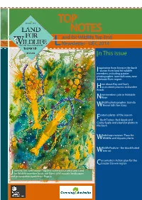 TOP NOTES and for Wildlife Top End L Newsletter - DEC 2014 in This Issue