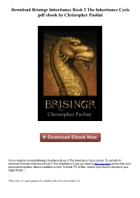 Download Brisingr Inheritance Book 3 the Inheritance Cycle Pdf Book By