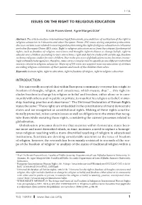 Issues on the Right to Religious Education