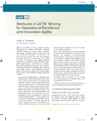Starbucks in 2018: Striving for Operational Excellence and Innovation Agility