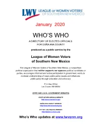 Who's Who Updates at VOTER INFORMATION