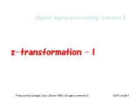 Z-Transformation - I