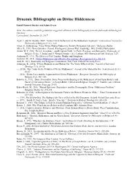 Dynamic Bibliography on Divine Hiddenness