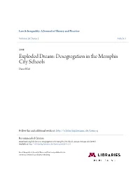 Exploded Dream: Desegregation in the Memphis City Schools Daniel Kiel