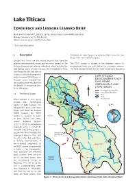 Lake Titicaca Experience and Lessons Learned Brief