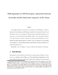 Null Arguments in Old Norwegian: Interaction Between Pronouns and the Functional Categories of the Clause