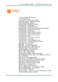 Pete Westwater Set List 4 Non