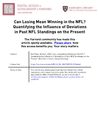 Quantifying the Influence of Deviations in Past NFL Standings on the Present