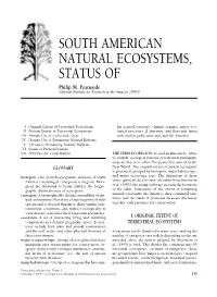 SOUTH AMERICAN NATURAL ECOSYSTEMS, STATUS of Philip M