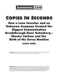 Summary of "Copies in Seconds" by David Owen