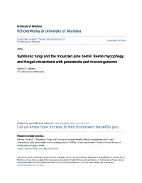Symbiotic Fungi and the Mountain Pine Beetle: Beetle Mycophagy and Fungal Interactions with Parasitoids and Microorganisms