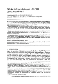 Efficient Computation of LALR(1) Look-Ahead Sets
