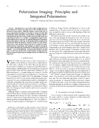 Polarization Imaging: Principles and Integrated Polarimeters Andreas G