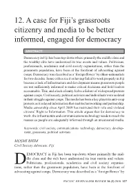12. a Case for Fiji's Grassroots Citizenry and Media to Be Better Informed