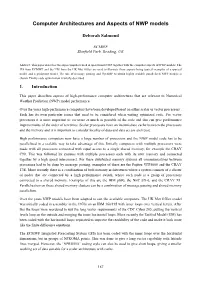 Computer Architectures and Aspects of NWP Models