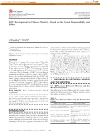 KFC Development in Chinese Market—Based on the Social Responsibility and Ethics