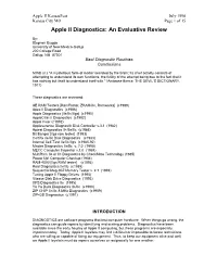 Apple II Diagnostics: an Evaluative Review