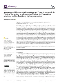 Assessment of Pharmacist's Knowledge and Perception Toward