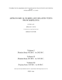 Astronomical Diaries and Related Texts from Babylonia