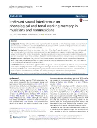 Irrelevant Sound Interference on Phonological and Tonal Working