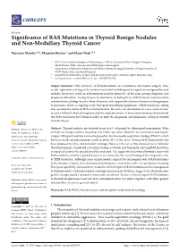 Significance of RAS Mutations in Thyroid Benign Nodules and Non