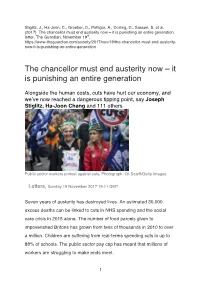 The Chancellor Must End Austerity Now – It Is Punishing an Entire Generation