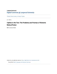 Ciphers in the Text: the Problems and Promise of Women's Biblical Fiction