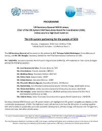 PROGRAMME the UN System Partnering for the People