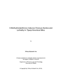 3-Methylcholanthrene Induces Chylous Ascites and Lethality in Tiparp Knockout Mice