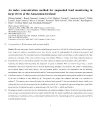 An Index Concentration Method for Suspended Load Monitoring in Large Rivers of the Amazonian Foreland