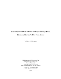Gain-Of-Function Effects of Mutant P53 Explored Using a Three