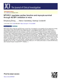 MTORC1 Regulates Cardiac Function and Myocyte Survival Through 4E-BP1 Inhibition in Mice